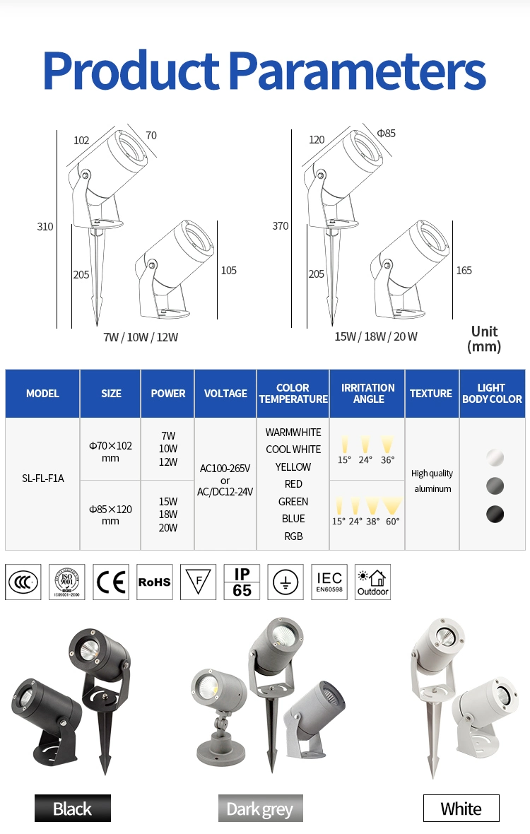 Outdoor Low Voltage Landscape Spotlight Courtyard Modern Style LED Spike Light Fixtures Wall Mount IP65 LED Garden Lighting