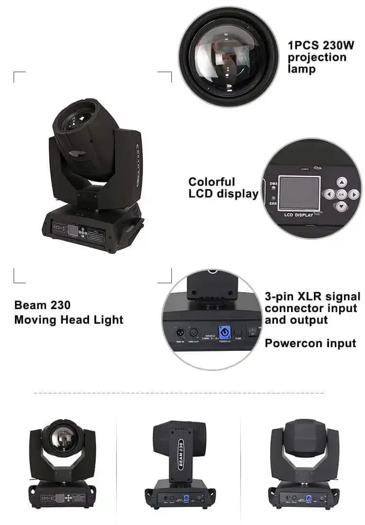 Factory Price DJ Equipment Sharpy Beam 230W 7r Moving Head Stage Lighting